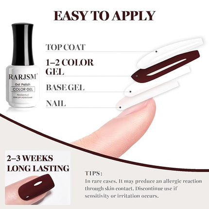 RARJSM Burgundy Gel Nail Polish 1PCS 15ML Long Lasting Opaque Milky Deep Wine Red Creamy Gelpolish Soak off U V Curing Required Nail Art French Manicure Salon DIY at Home