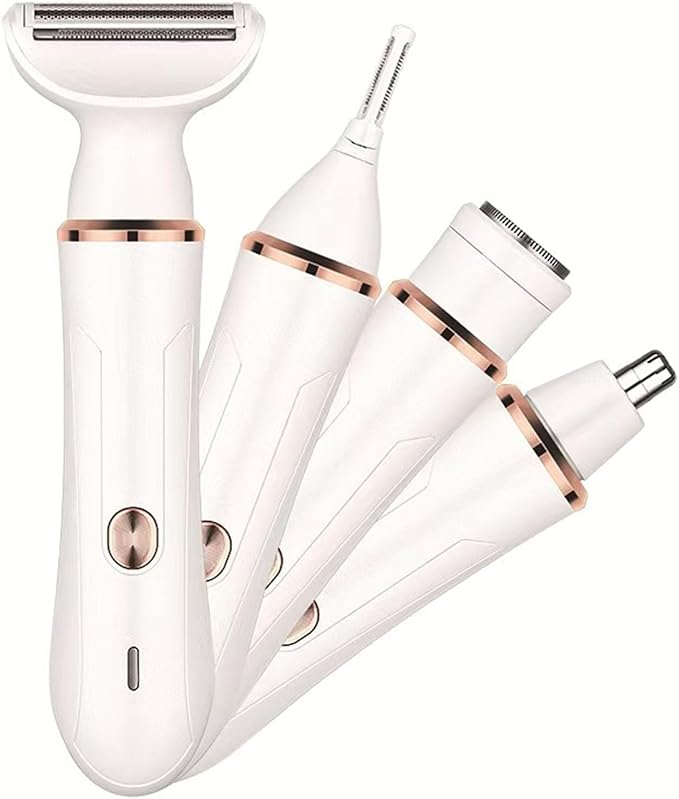 Electric Razor for Women,4-in-1 Women’s Facial Hair Removal for Face Nose Eyebrow Beard Mustache Arm Leg Armpit, Rechargeable 4 in 1 Womens Body Shavers Set