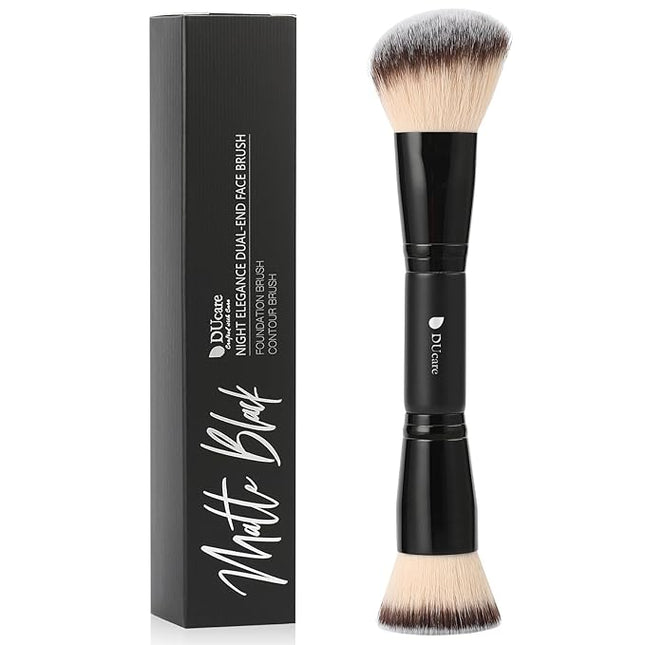 DUcare Foundation Brush Contour Bronzer Makeup Brush Double Ended Sculpting Brush for Blending Liquid Powder Concealer Cream Cosmetics Blush Buffe Black