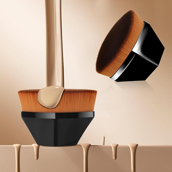 S50 3-Piece Makeup Brush and Sponge Set for Flawless Application - Includes Foundation Brush, Blending Sponge, and Dual End Kabuki&Concealer Brush
