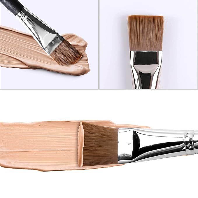 ENERGY Square Foundation Brush for Liquid Cream Makeup Professional Flat Face Mask Brush for Facial Premium Soft Synthetic Contour Brush for Blending Liquid Cream Foundation Emulsion Cosmetics 191