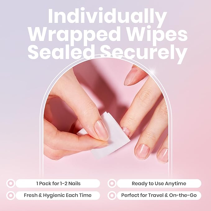 Beetles Nail Polish Remover Pads - 100 Count Nail Wipes 2-in-1 Prep & Lacquer Remover Nail Scrubbers Travel-Friendly Fingernail Polish Remover with vitamin E