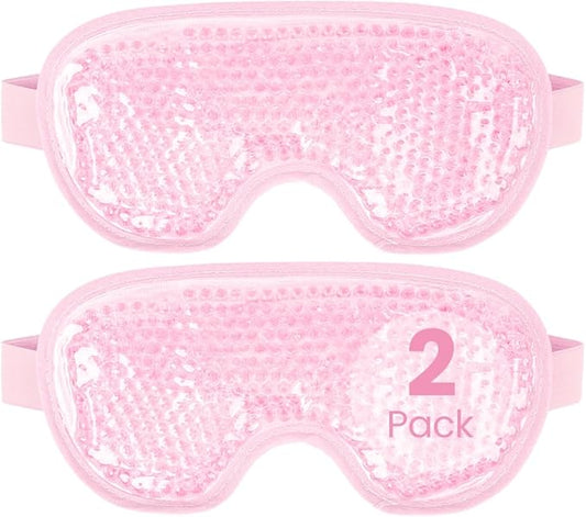 NEWGO Cooling Eye Mask for Puffy Eyes, Cold Eye Mask Eye Ice Pack for After Eyes Surgery, Tension Stress Relief, Itchy Eyes, Headaches, Dark Circles - Blue (Pink-2Pack)