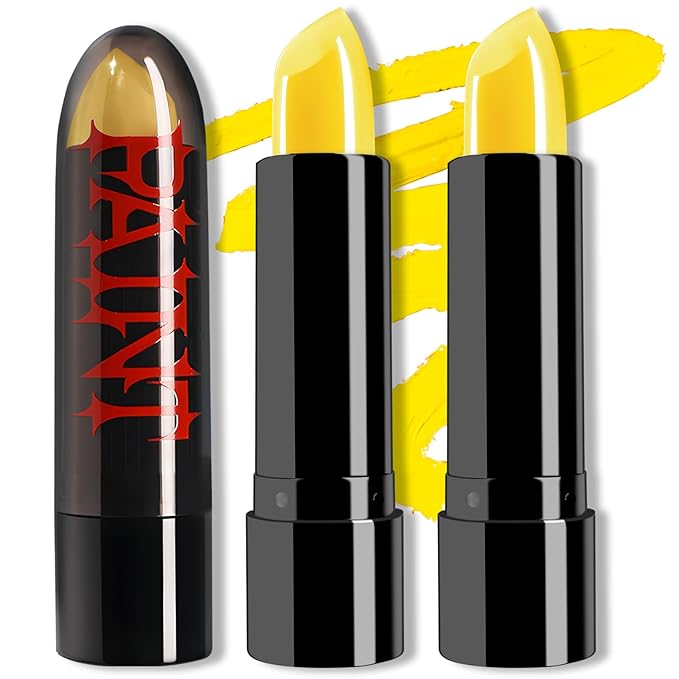 2 Pcs Yellow Face Paint Stick Eye Black Football Softball Baseball Lacrosse Sports Eyeblack Battle Paint Halloween Body Paint Makeup Cosplay SFX Costume Party Waterproof Face Painting Kit