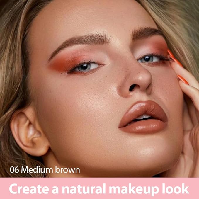 evpct 1Pcs Midium Brown Magic Microblading Dual-Ended Eyebrow Contouring Pen Brow Pencil, with 4 Brush Micro-Fork-Tips Applicator and Precise Brush-Tip Hair Like Stroke, Dual-ended Eyebrow Brush