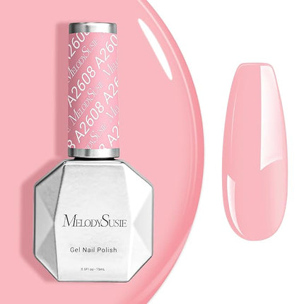 MelodySusie 0.5fl oz Cloud Pink Gel Nail Polish, Nails Soak Off UV LED Baby Pink Gel Polish Gift for Women Nail Art Manicure Salon DIY Nail Design Decoration at Home-A2608