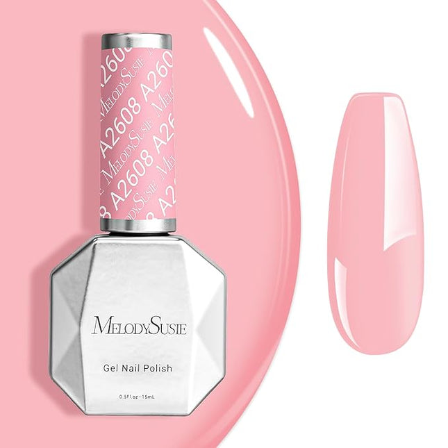 MelodySusie 0.5fl oz Cloud Pink Gel Nail Polish, Nails Soak Off UV LED Baby Pink Gel Polish Gift for Women Nail Art Manicure Salon DIY Nail Design Decoration at Home-A2608