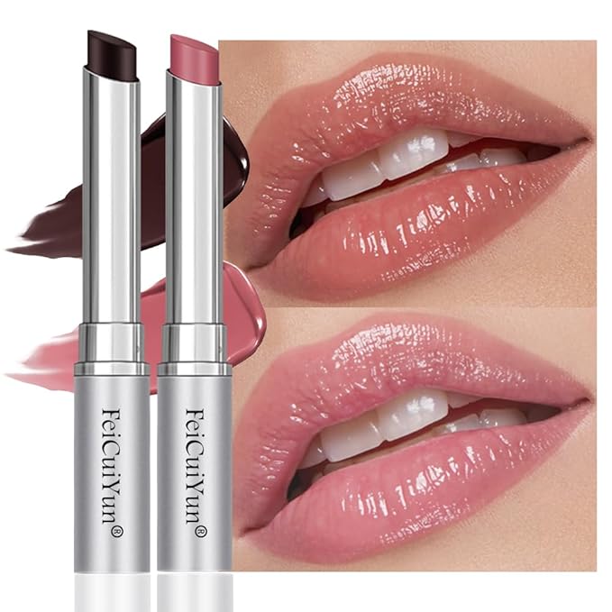 2Pcs Honey Tinted Lip Balms Lip Stain, Sheer Hydrating Lip Skin Tint, Gloss Balm Moisturizing Lip Color for All Skin Tones, Nourishing Lip Balm with a Hint of Natural Black Cherry Tint