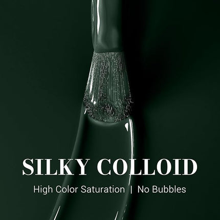 MelodySusie Black Gel Nail Polish, 0.5 Fl Oz Blackish Green Gel Polish Soak Off UV LED Nail Lamp Black Green Gel Polish Christmas Gift for Women Nail Art Starter Manicure Salon DIY At Home-517-A2001