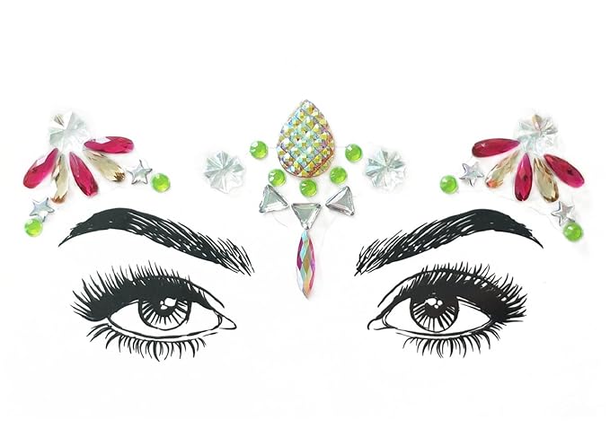 6 Pcs Face Gems, Face jewels, Face Sticker, for Halloween Music Festivals Party Rave Carnival Birthday Party
