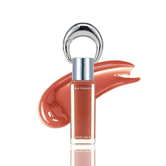 ENTROPY Makeup 2-in-1 Charm Shiny Glowy Lip & Cheek Gloss Tint Keychain, High Pigment Glossy Lip Color & Plumping Gloss, C4 Sun Stone Charm