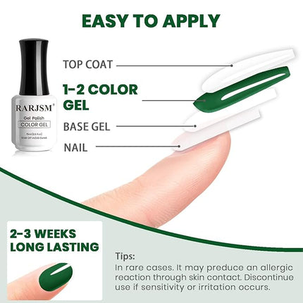 RARJSM Emerald Green Gel Nail Polish Emerald Gel Polish 1PCS 15ML Green GelNailPolish Soak off U V LED Curing Required Nail Art Manicure Salon DIY at Home GelNail Design
