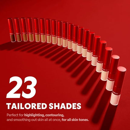 TIRTIR Glide&Hide Blurring Concealer - Creamy texture, Conceals dark circles and wrinkles, Dual formula (liquid tip & balm stick), Long-lasting wear, Korean Makeup, #2.5C, 0.28 Oz