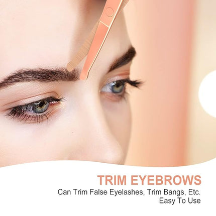 Safety Round Tip Nose Hair and Eyebrow Scissors - Gold Stainless Steel Small Grooming Tool for Painless Trimming of Nasal Cavity, Ear, Eyelashes, Beard and Mustache- AsonTao