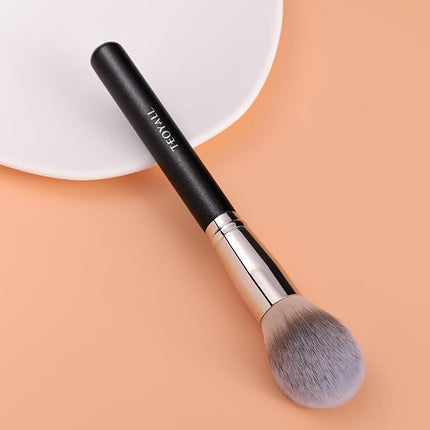 TEOYALL Oval Blush Brush, Ultra Plush Fluffy Synthetic Bristles Powder Brush for Contour Bronzer Cheek with Loose Powder