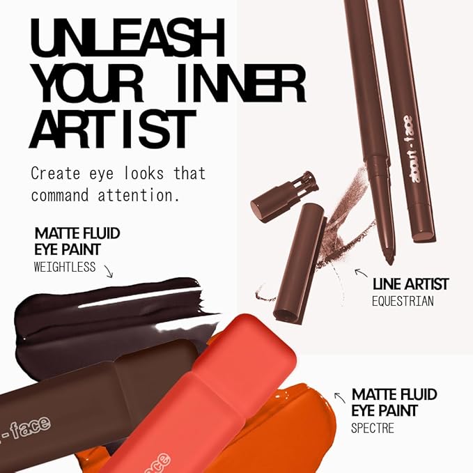 aboutface Matte Fluid Eye Paint Spectre – High-Pigment Liquid Eyeshadow, Long-Lasting, No-Budge Matte Finish, Vegan & Cruelty-Free (Bright Red/Orange)