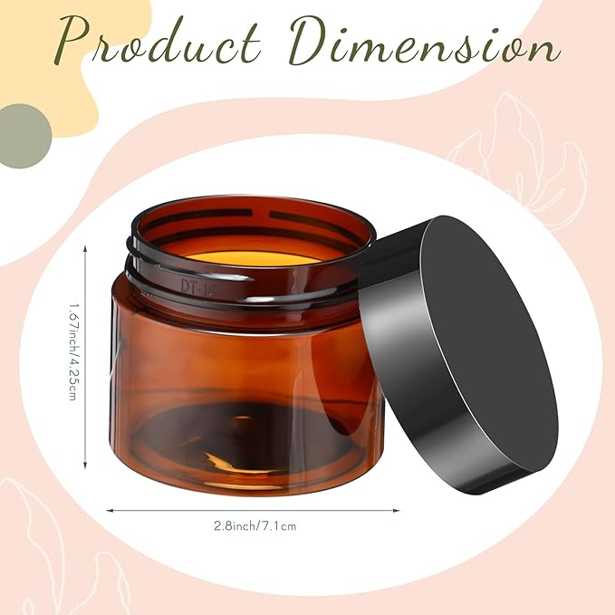 Patelai 4 Pieces Round Wide-mouth Leak Proof Plastic Container Jars with Lids for Travel Storage Makeup Beauty Products Face Creams Oils Salves Ointments DIY Making(4 Ounce,Amber)