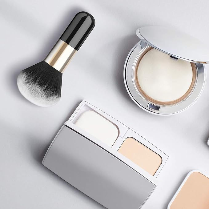 Luxspire Powder Makeup Brush, Flat Kabuki Brush, Single Large Makeup Brush Soft Face Mineral Powder Foundation Brush Blush Brush for Blending Makeup, Black & Gold