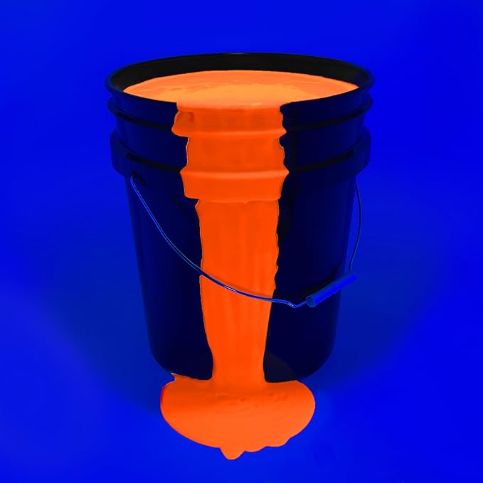 milo UV Neon Orange Washable Party Paint | 5 Gallon Bucket | Bulk Fluorescent Party Paint for Rave, Events, Concerts | Glows UV in Black Light | Made in USA | Safe for Skin, Washable, and Non Toxic