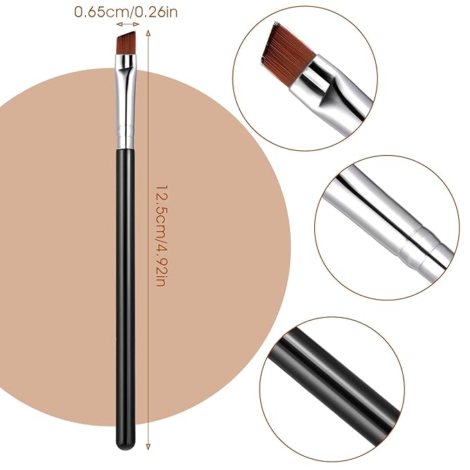 5Pcs Angled Eyeliner Brush, Fine Slanted Flat Angle Eye Liner Eyebrow Brush Eye Makeup Brush Soft Fibers Synthetic Bristles Eye Makeup Tool