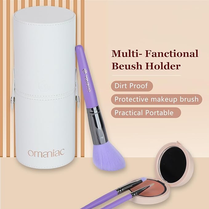 OMANIAC Makeup Brush Set Professional, 20Pcs Pearlescent Wood Handle Makeup Brushes, Premium Cruelty-Free Synthetic Fiber Hair, Travel Make up Brushes Set with Case (Purple)