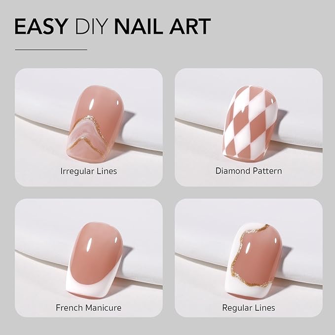 GAOY White Swirl Gel Nail Polish Art Liner, 8ml Classic Color Nail Paint Design with Thin Brush, UV Light Cure for DIY French Manicure at Home