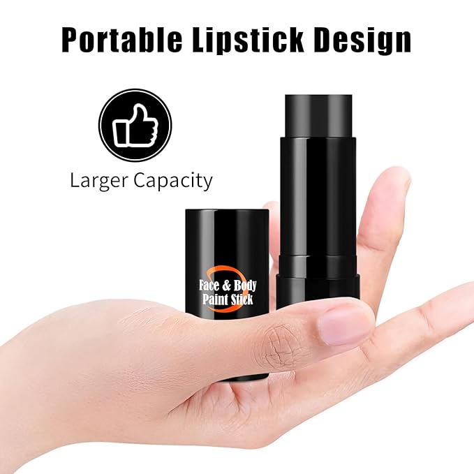 Black Cream-Blendable Face Paint Stick, Portable Eye Black Stick for Sports, Full-coverage Cream Face Paint for Halloween SFX Makeup Cosplay Joker Costume Parties