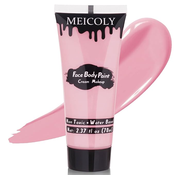MEICOLY Light Pink Halloween Face Body Paint,2.37Oz Large Tube Water Based Full Body Paint for Adults and Children,Pastel Pale Pink Face Paint for Stage SFX Special Effects Cosplay Makeup