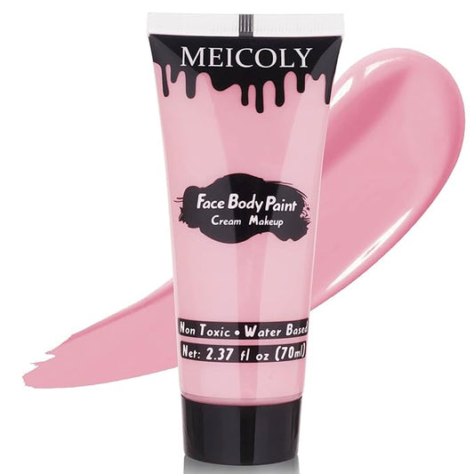 MEICOLY Light Pink Halloween Face Body Paint,2.37Oz Large Tube Water Based Full Body Paint for Adults and Children,Pastel Pale Pink Face Paint for Stage SFX Special Effects Cosplay Makeup