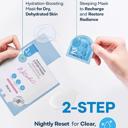 Derma Expert 2 Step Moisturizing Face Mask – 2 in 1 Hydrating Sheet & Sleeping Mask with Hyaluronic Acid, Ceramide & Niacinamide | Supports Skin Barrier & Glow | Korean Skincare | 7 Sheets