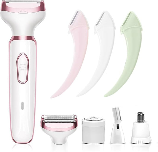 Electric Razors for Women, 4 in 1 Electric Women Shaver, Face Shavers Eyebrow Legs Armpit Bikini Area Pubic Underarms, Painless Facial Hair Removal Ladies Body Razors Set
