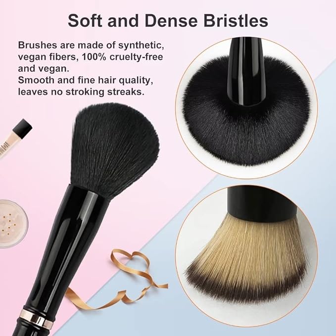 Jilier 4 in 1 Makeup Brush Set with Travel Makeup Brush Holder, Travel Makeup Brushes with Case, Double Sided Makeup Brushes with Silicon Portable Cosmetic Face Brushes Holder