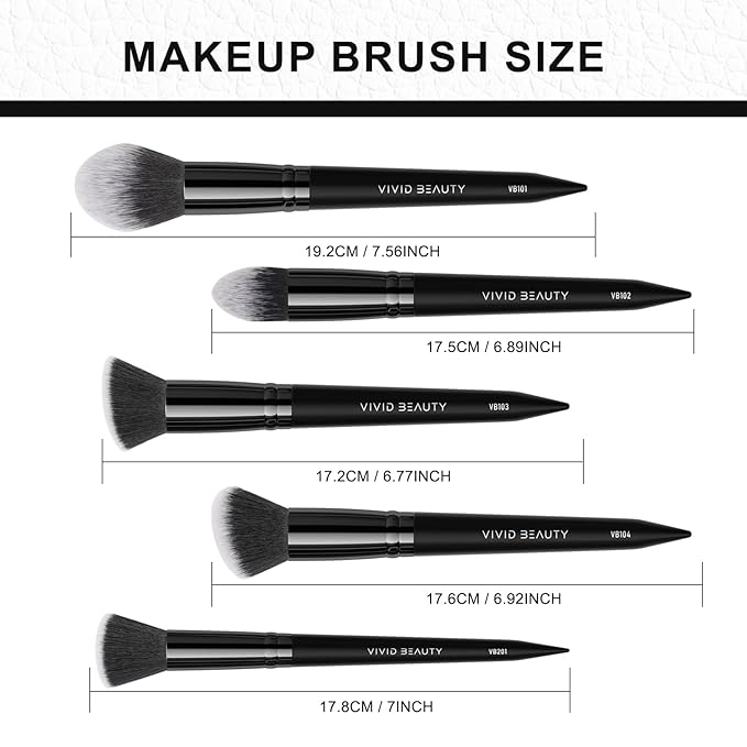 5pcs Face Makeup Brush Set - Ideal for Setting Powder, Blush & Contour - Fluffy Brushes Enhanced Powder Pickup for Smooth, Natural Application, A Collection Designed for Cheeks Make up (Black)