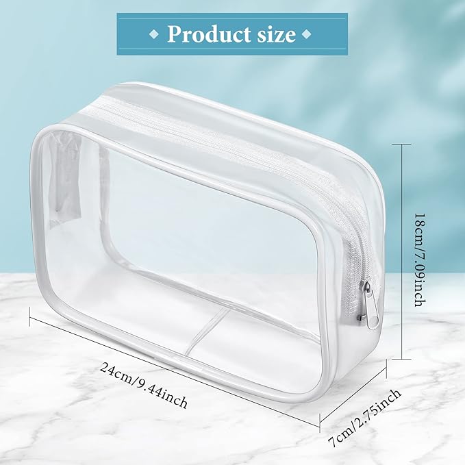 Weewooday 12 Pieces Clear Makeup Bags Cosmetic Storage Bags PVC Zipper Pouches Travel Waterproof Makeup Plastic Case for Women Organizing Toiletries Traveling Bathroom(Large,White)