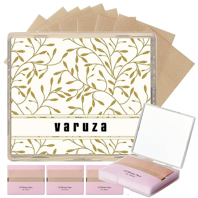 [varuza] Biodegradation Natural Hemp Face Oil Blotting Paper with Mirror Case and Refills (400 Count (with Mirror Case), HEMP)
