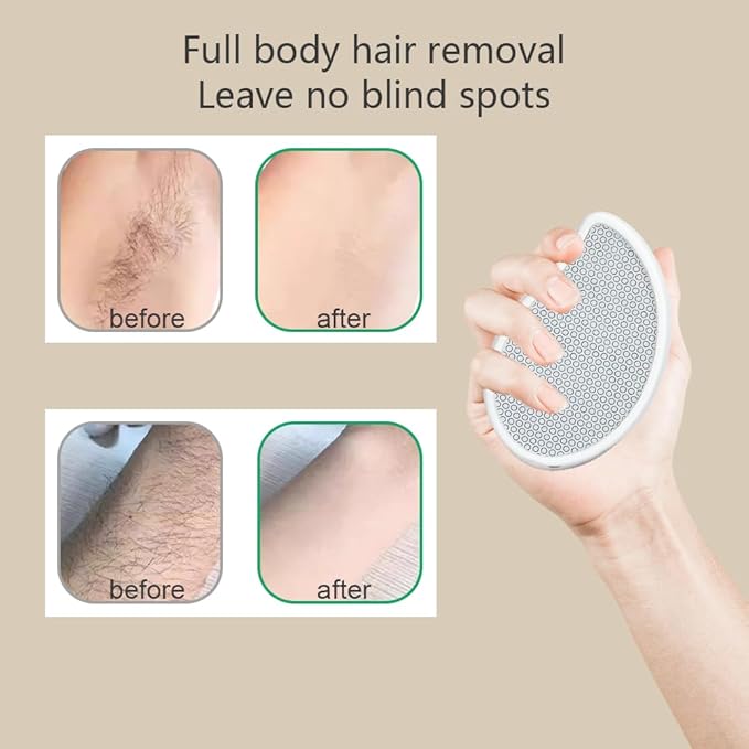 Professional Crystal Hair Remover - Nano Glass Epilator & Exfoliator 2-in-1 | Chemical-Free & Reusable | Painless Alternative to Waxing/Shaving