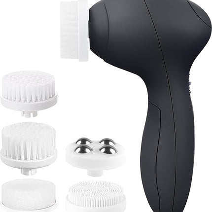 Facial Cleansing Brush Face Scrubber Exfoliating Cleaning Skin Care Cleanser Wash Women Girls Electric Beauty Powered Exfoliator Skincare Spin Tools Scrub Washer Self Care by VISOFO (Onyx)