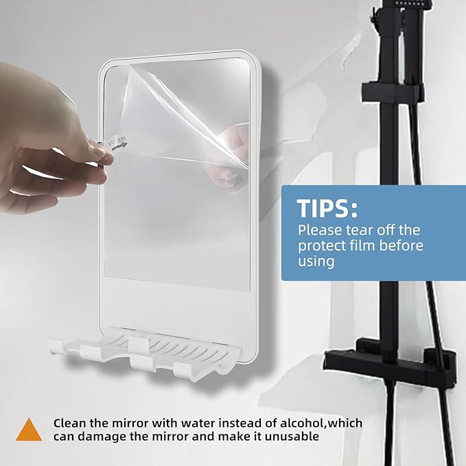 Shower Mirror for Shaving Fogless with Multifunctional Storage for Razor and Shaving Foam Canister,Adjustable Angle Mirror (White)