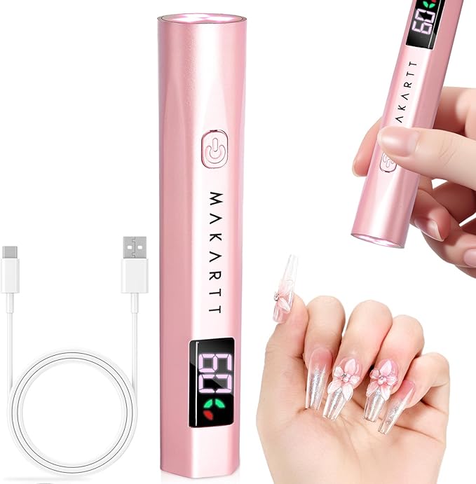 Makartt UV Light for Gel Nails - 3.6W Handheld UV LED Nail Gel Lamp with 3 Beads Portable JERTY Nail Dryer for Fast Curing Nail Tips Rechargeable USB Nail Light with LCD 3 Timers for Home Salon Use