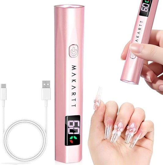 Makartt UV Light for Gel Nails - 3.6W Handheld UV LED Nail Gel Lamp with 3 Beads Portable JERTY Nail Dryer for Fast Curing Nail Tips Rechargeable USB Nail Light with LCD 3 Timers for Home Salon Use