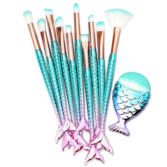 11PCS Makeup Brushes Set, Foundation Eyebrow Eyeliner Blush Cosmetic Concealer Brushes, Easter Basket Stuffers Essentials for Teens Girls/Women, Stocking Stuffers for Kids Girls Accessories Stuff