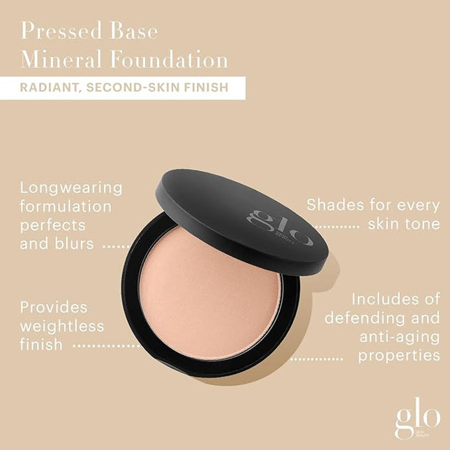 Glo Skin Beauty Pressed Base Powder Foundation Makeup (Beige) - Flawless Coverage for a Radiant Natural, Second-Skin Finish