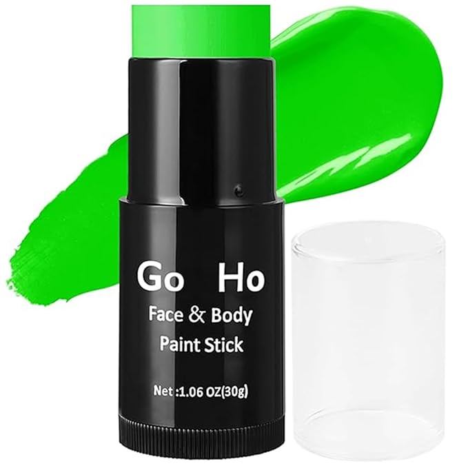 Go Ho Cream-Blendable Amazon Green Face Paint Stick (1.06 Oz),Full-coverage Amazon Green Body Paint for Adults Children Halloween Cosplay SFX Makeup,Waterproof Green Eye Black Stick