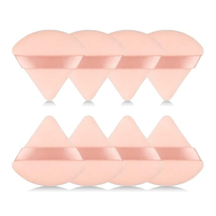 8Pcs of Triangular Powder Puff Makeup Sponges, Made of Super-soft Velvet, Designed for Contouring, Eye, and Corner, Beauty Blender Foundation Mixing Container.