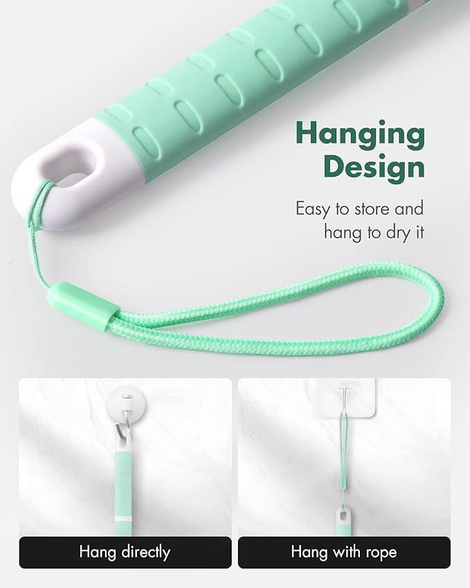 Back Scrubber Body Shower Brush: Anti Slip Long Handle Bath Brush with Stiff and Soft Bristles - Showering Exfoliator Wet or Dry Brushing for Women, Men, Elderly (Mint Green)