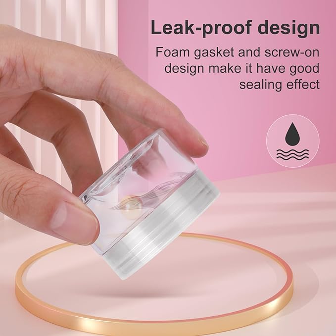 36 Pack 1 OZ Plastic Jars with Lids, BPA Free, Reusable, Refillable Transparent Cosmetic Containers for Bath Salts, Cosmetics, Powders, Beauty Product and Small Accessories, White