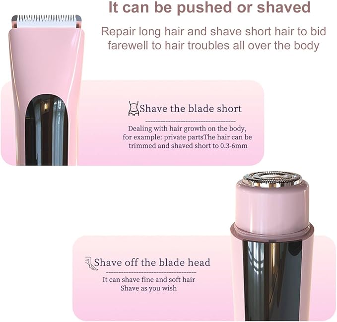 Dermave Bikini Shaver for Women, Bikini Trimmer for Women with Dual Head Shaver, Painless Wet & Dry Electric Razor for Smooth Bikini Line, Rechargeable & Portable, Pink