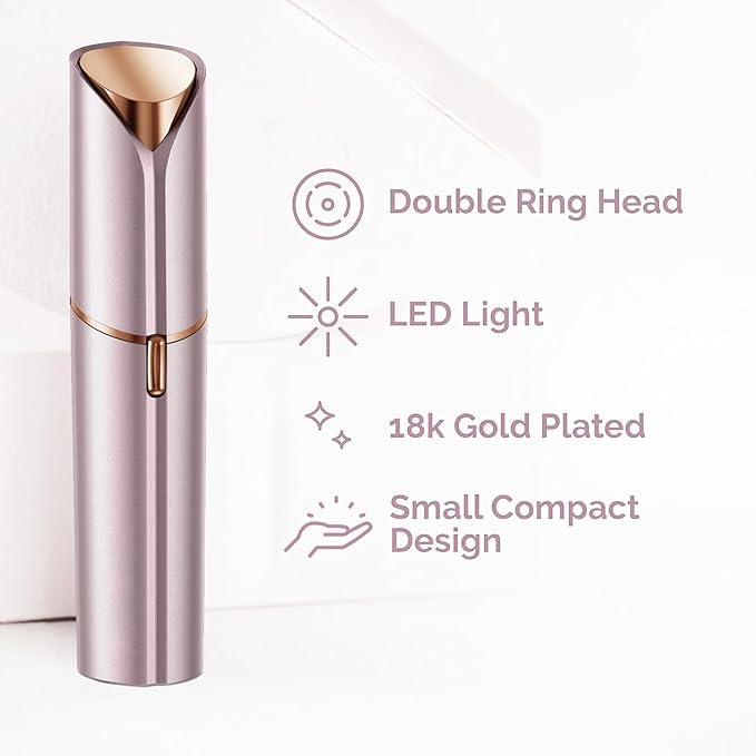Women Facial Hair Removal Device Battery Operated with 2 Replacement Heads,Ladies Face Shaver for Peach Fuzz Upper Lip,Chin,Facial Hair Removal for Women