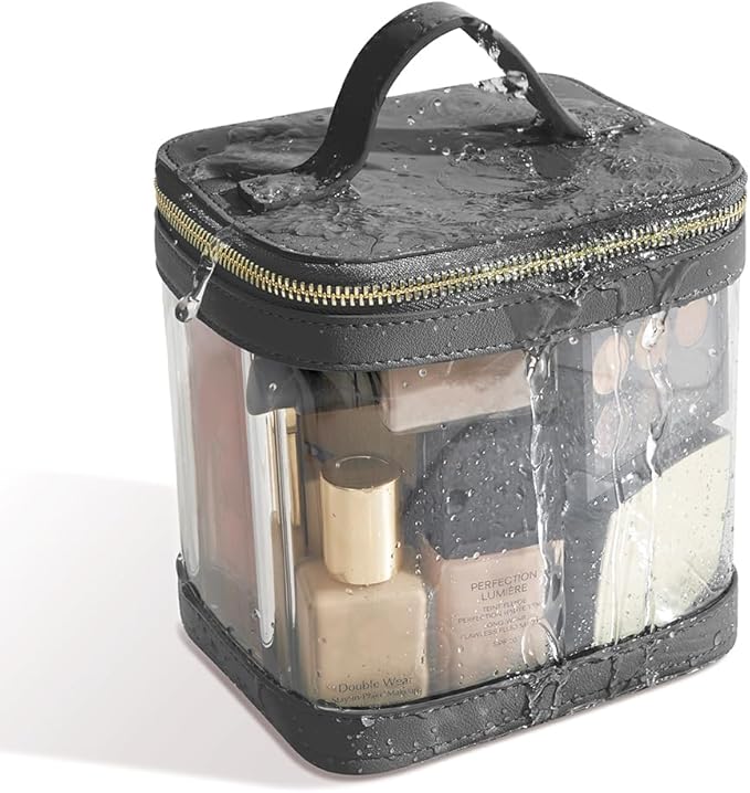 ROWNYEON Clear Makeup Case Toiletry Bag Multipurpose Travel Makeup Train Case Portable Cosmetic Organizer Transparent Storage Bag