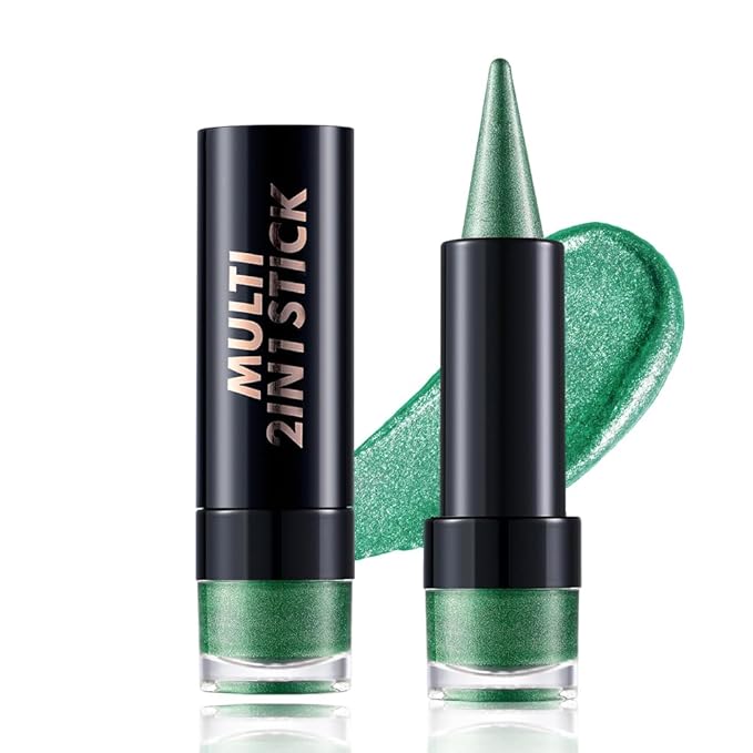 AMY'S DIARY Shimmer Green Gel Eyeliner Pencil,Waterproof Smudge Proof Eye Liner Pen,Eye Face Paint Lipstick Crayon,Color Colorful Eyeliner Eyeshadow Stick (emerald charm)